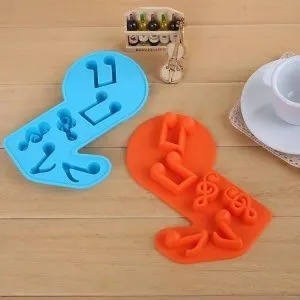 Форма для льда и кондитерских украшений. Ноты, скрипичные ключи. Силикон. Цвета синий, красный.