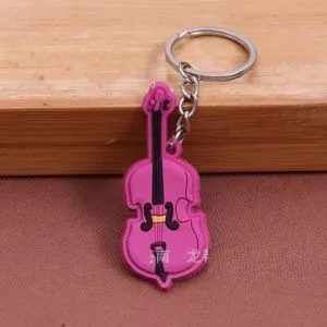 Брелок резиновый Виолончель. Цвет розовый.