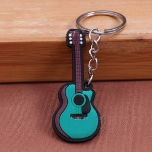 Брелок резиновый Акустическая гитара. Цвет зеленый.